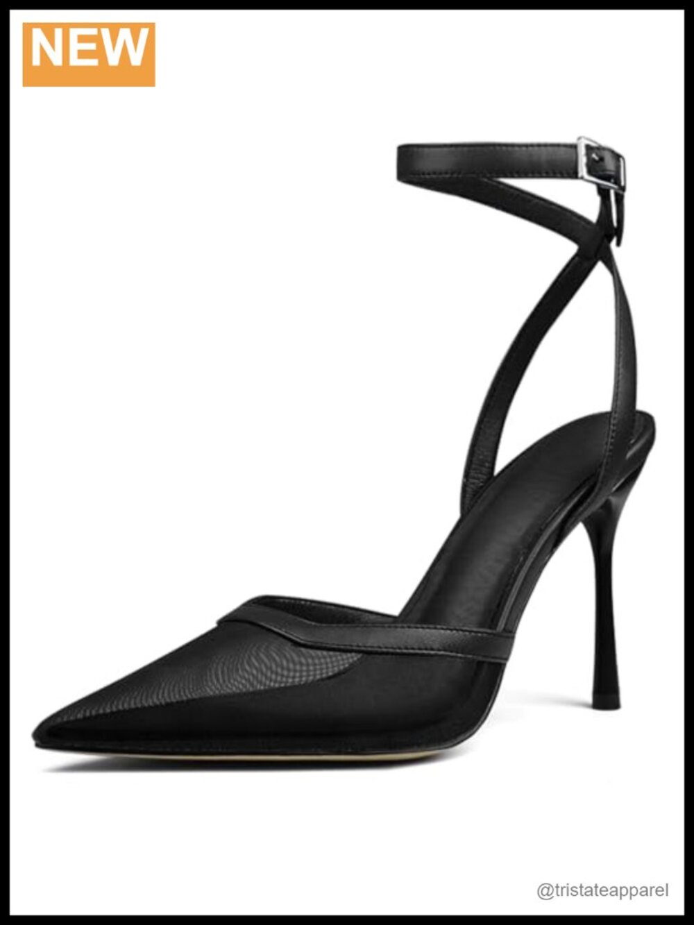 Women's Mesh Pointed Toe Stiletto Pumps Ankle Strap Heels Wedding Party